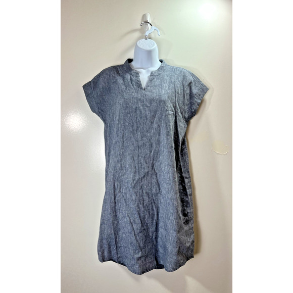 Eileen Fisher Women’s Chambray Shift Dress Sz S Blue Minimalist Timeless Capsule - Picture 1 of 10